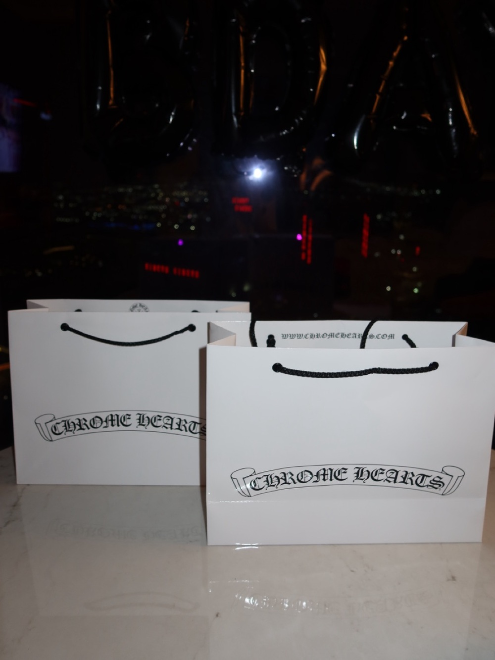 Chrome Hearts White Tote with Black Logo and Rope Handles